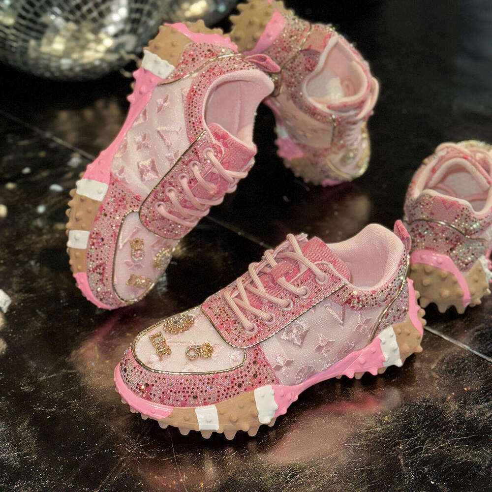 Hot-Selling Letter with Rhinestones Fashion Sneakers Durian Platform Sole Mesh Single Shoes for Women dh5047058