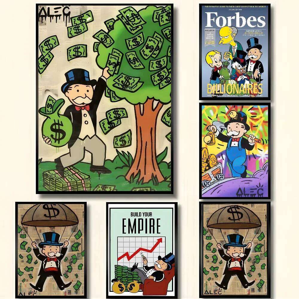 Monopoly Millionaire Money Canvas Decorative Poster HD Art Sticky Wall Waterproof Home Living Room Bedroom Aesthetic Decoration 26L0326