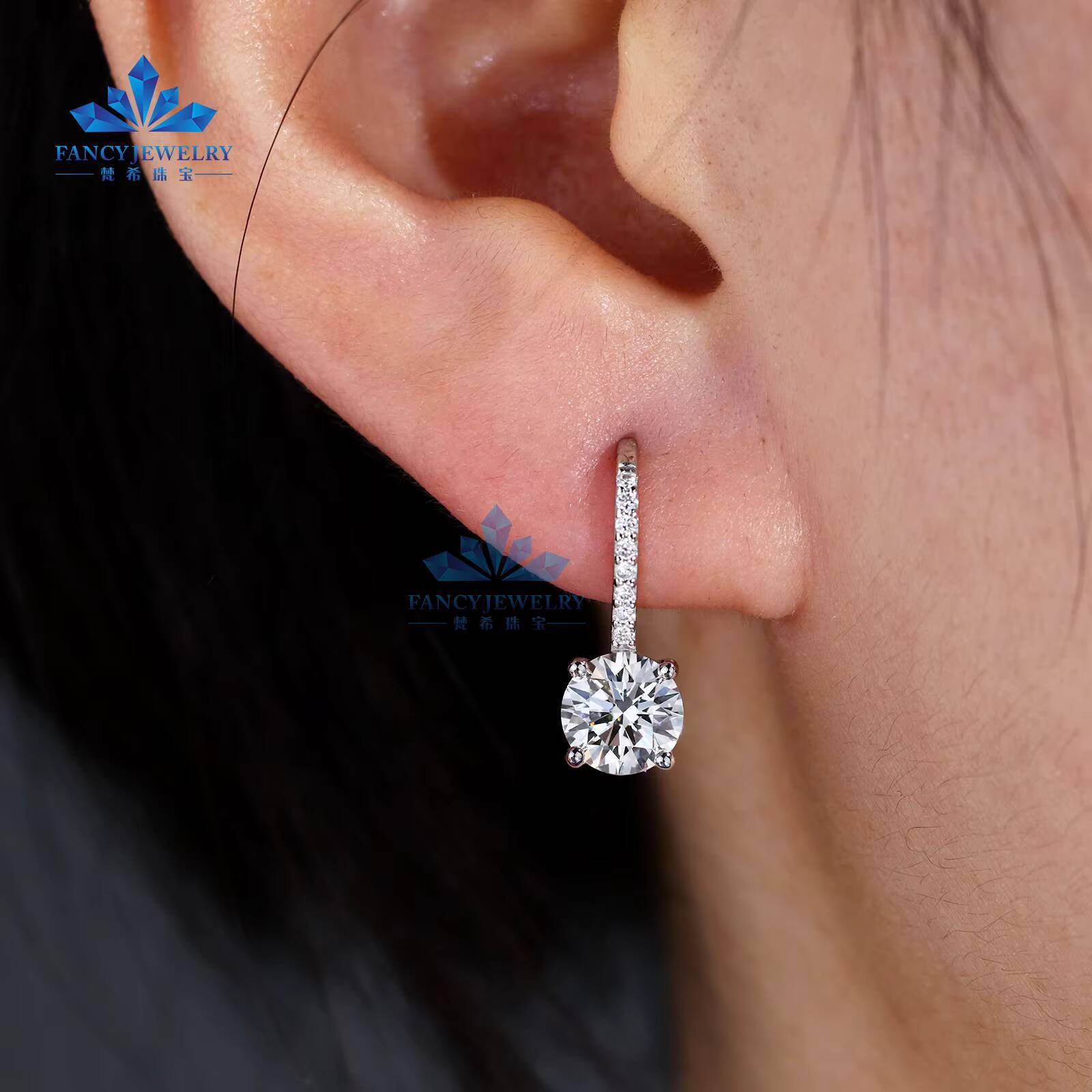 Luxury 14K Gold Iced Out Lab Grown Diamond Ear Stud Earrings IGI Certified Fine Jewelry for Men and Women