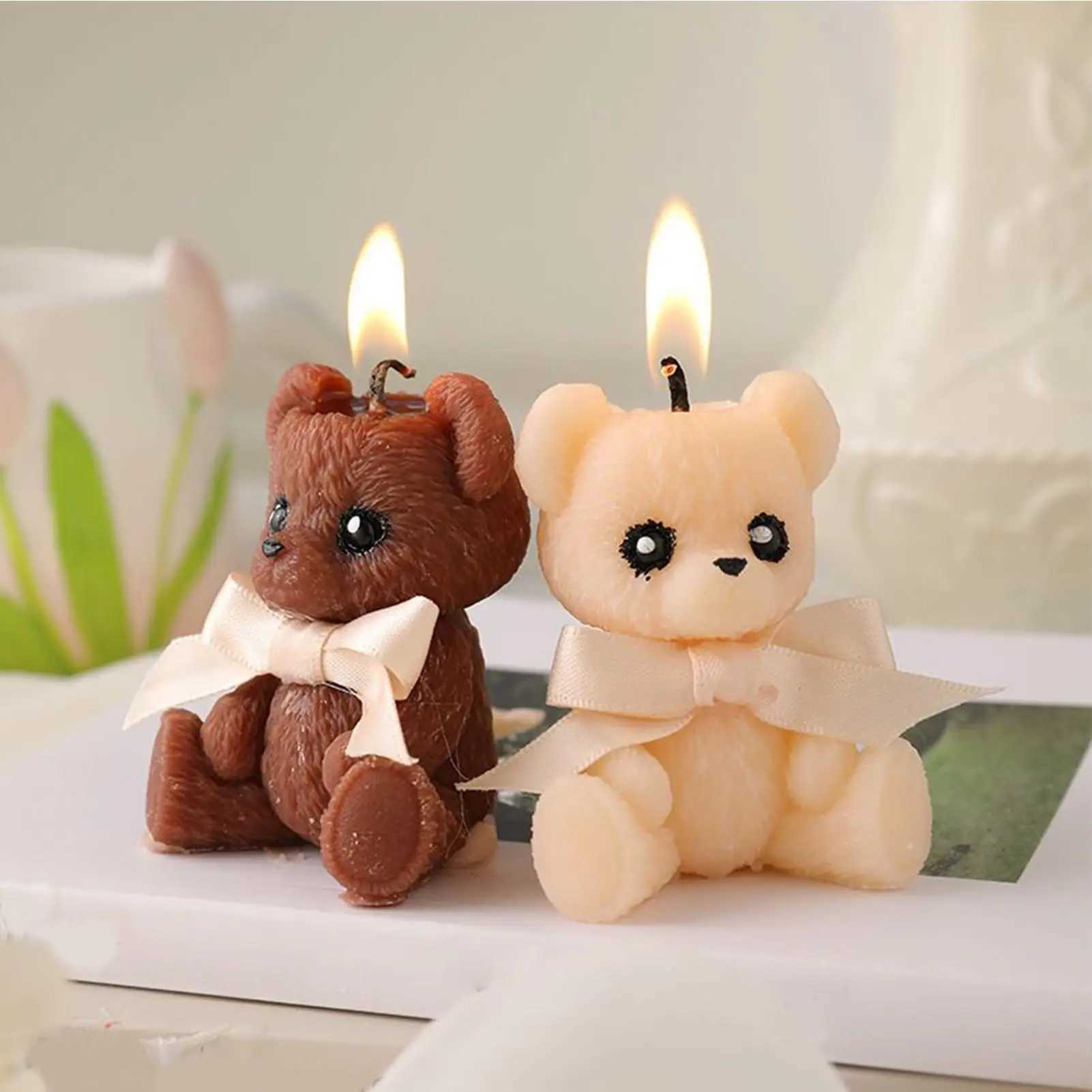 Bear Shaped Candle Scented Aesthetic Cute Decorative Soy Wax Candle for Memorial Desk Decor Living Room Party Favors Gift H260326