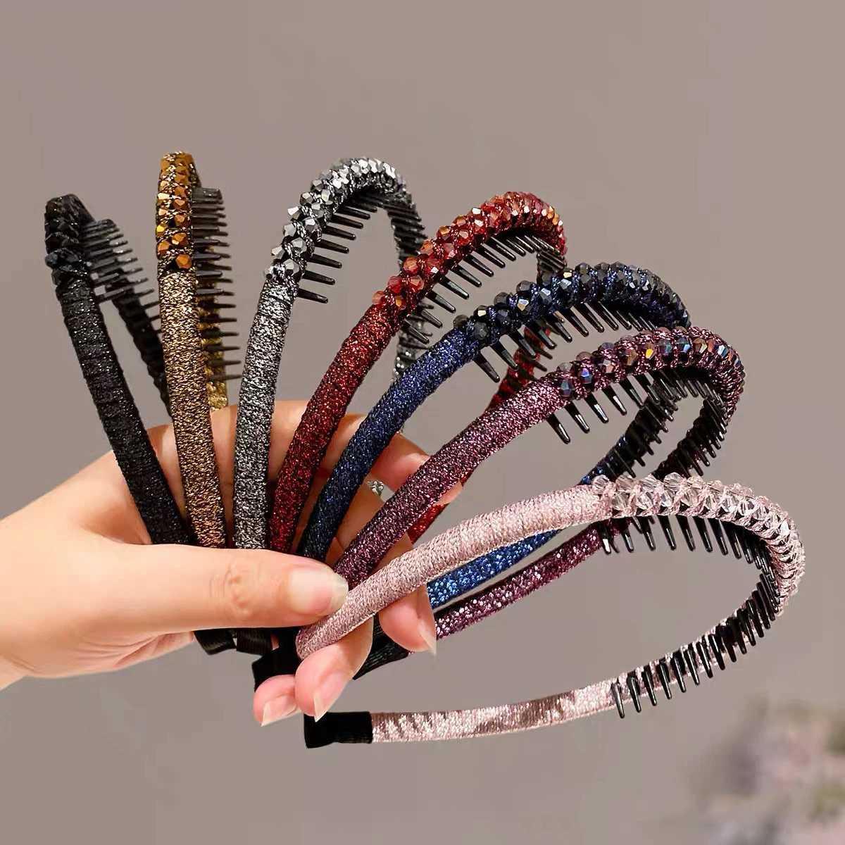 AWAYTR Simple Plastic Beads Headband Cute with Toothed Face Wash Hair Hoop Korean Make Up Hairband Non-slip Girl Hair Accessorie D260326