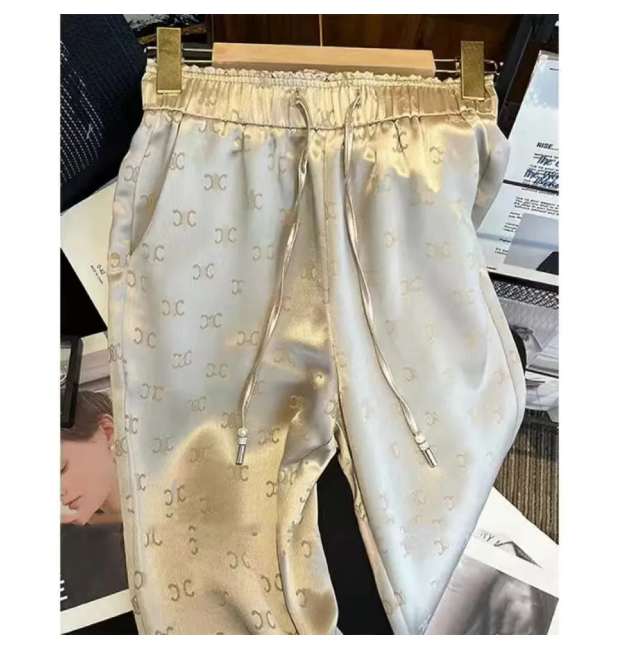 Womens Designer Pants Luxury Trousers High Elastic Pant Ladies Waist Trouser Print Clothing Satin Sweatpants -6 Women Wide Leg Pants