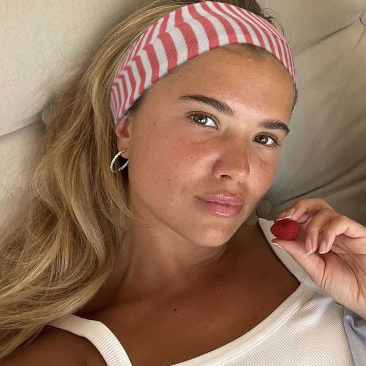 American Sweet Striped Ladies Hair Bands Stretch Print Stylish Korean Sports Fabric Hair Bands Yoga Ladies Vintage Hair Bands D260326