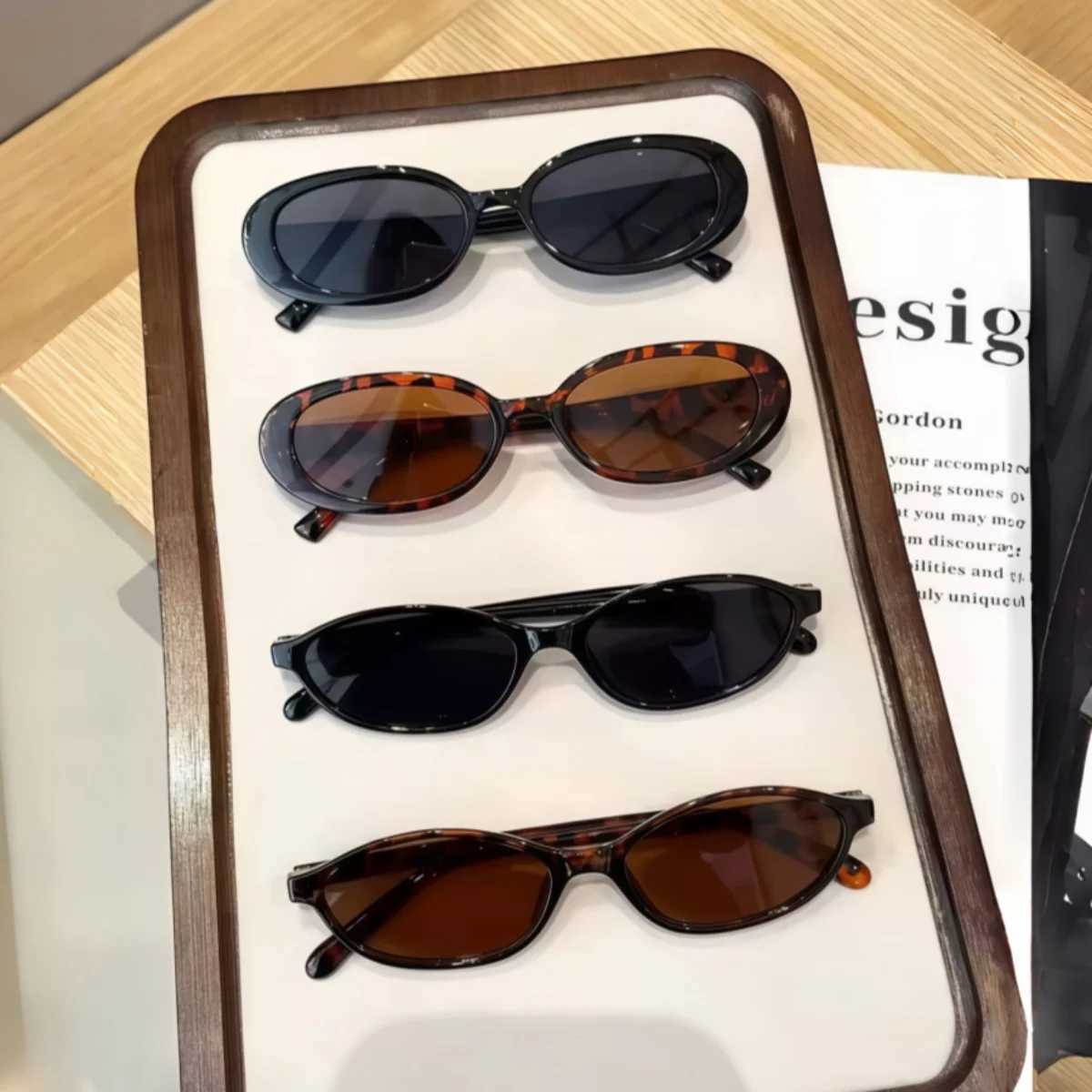 4pcs European and American retro fashion unisex small oval frame sunglasses trendy and versatile summer sun shading sun protect D260326