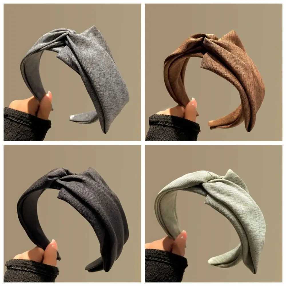 Korean Style Knit Headband Soft Knitting Cotton Makeup Hair Hoop Crumpled Texture Wide Bezel Ladies Hair Accessories D260326