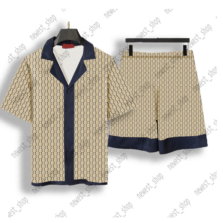 Summer Designer luxury Mens casual shirts go Beach shorts suits sets clothing thin Luxury Classic letters patchwork pattern dress turndown collar shirt