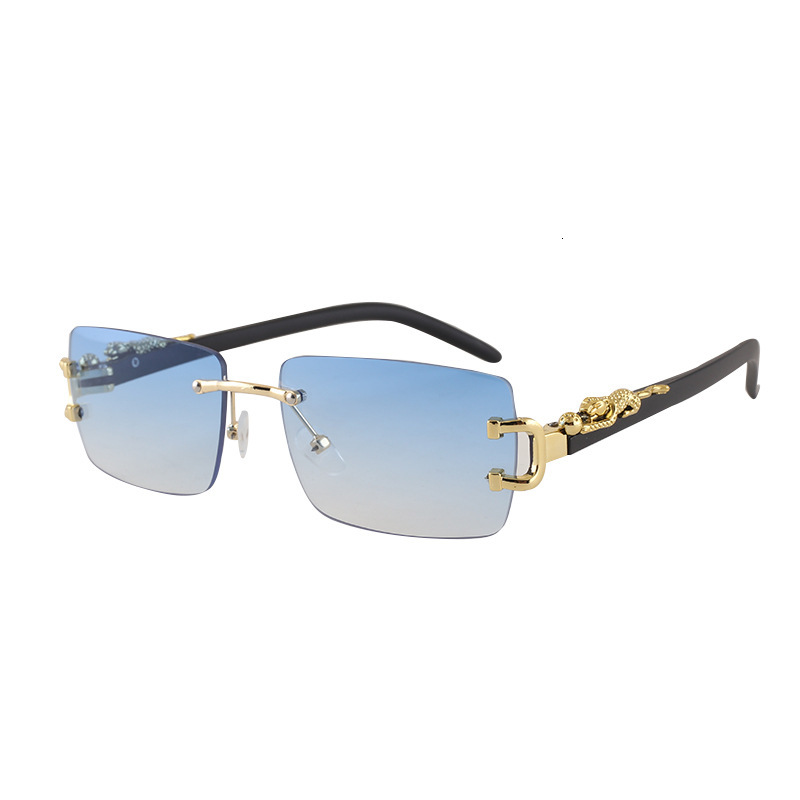 Luxury Brand Designer Sunglasses New Frameless Sunglasses With Unique Leopard-Shaped Temple Arms, Cross-Border UV Protection Sunglasses Trend