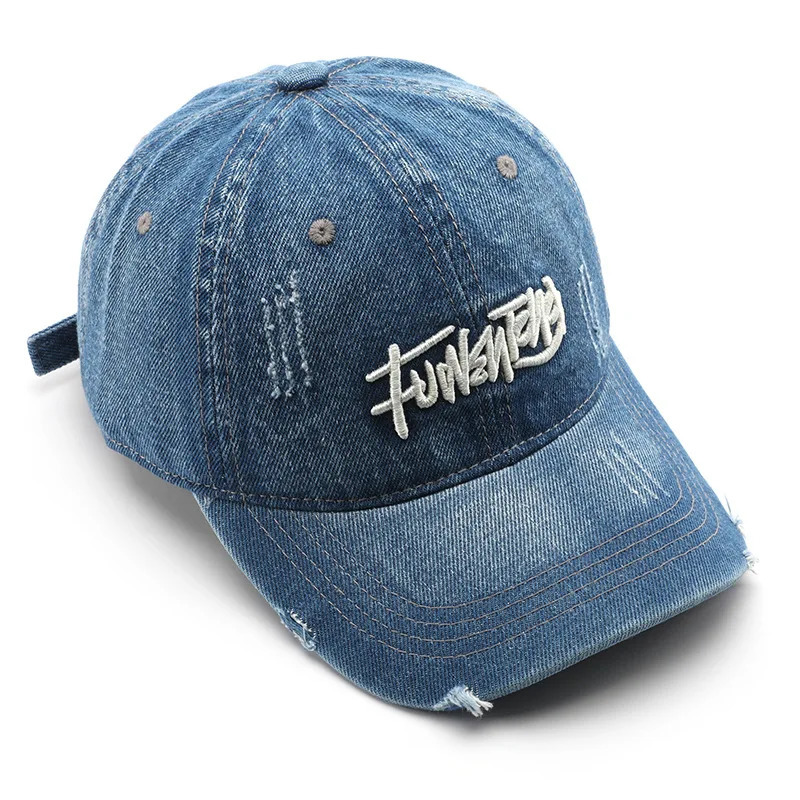 Japanese Retro Washed Denim Letter Embroidered Cap Outdoor Sports Mens Travel Sun Hat Baseball Cap Classic Versatile Comfortable 260323