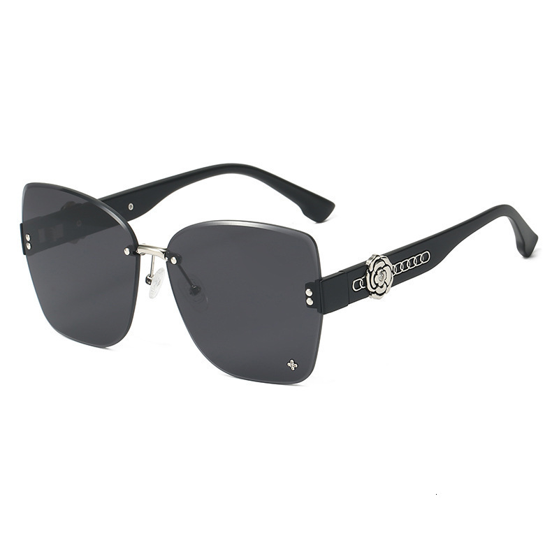 Luxury Brand Designer Sunglasses Sunglasses For Women 2025 New Summer Frameless Tea Color High-End Bare Face Glasses Artifact Large Face Slimming Sung