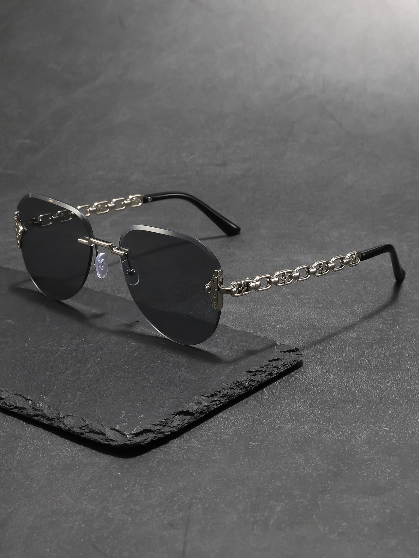 Luxury Brand Designer Sunglasses L-Brand Fashion Sunglasses With Hollow Metal Legs For Women, European And American Trend, Rimless, Celebrity Runway S
