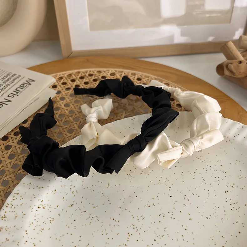 Korean Bow Headband Black White Women Girls Solid Color Hair Bands Hoop for Holiday Party Hair Accessories D260326