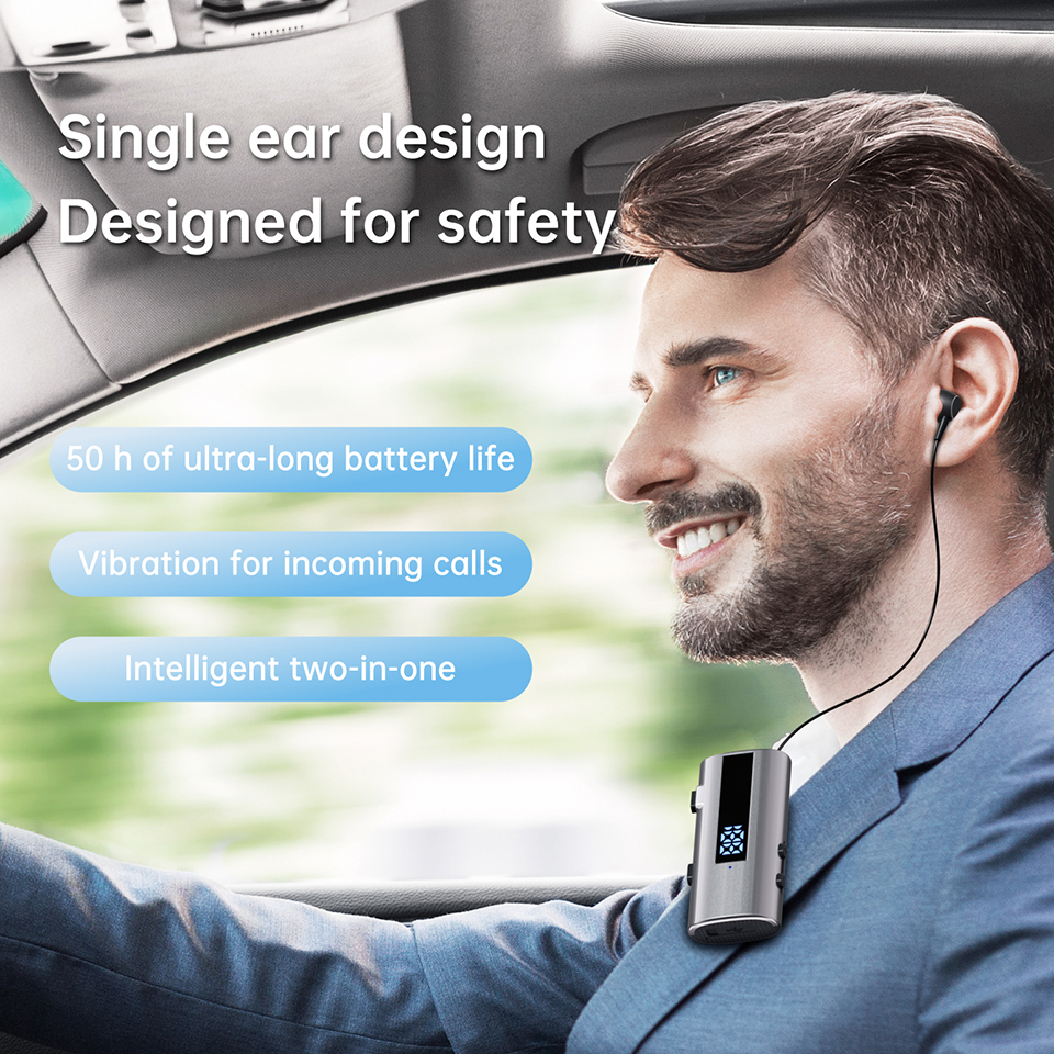 K92 Collar Clip Business Bluetooth Earphones | No Tangled Wires, Vibration Call Alert, LED Power Display for Cycling