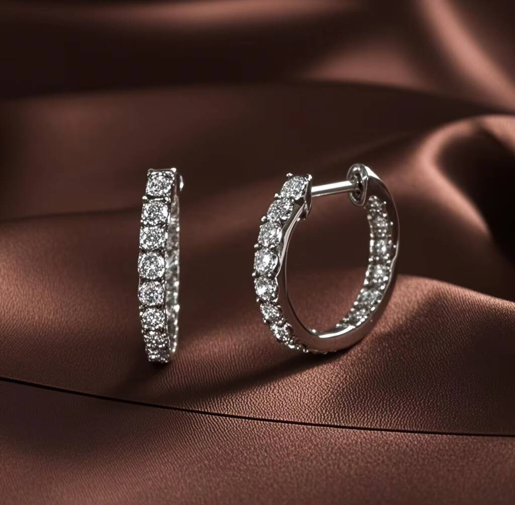 Factory Wholesale Earrings Lab Grown Diamond Stud White Black Hoop Clip Geometric Zircon Thin Rod Open Jewelry