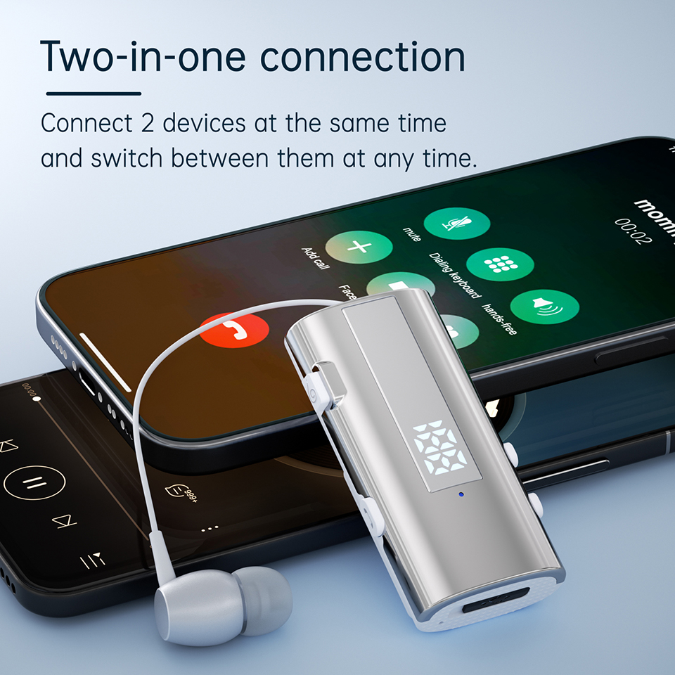 K92 Collar Clip Business Bluetooth Earphones | No Tangled Wires, Vibration Call Alert, LED Power Display for Cycling