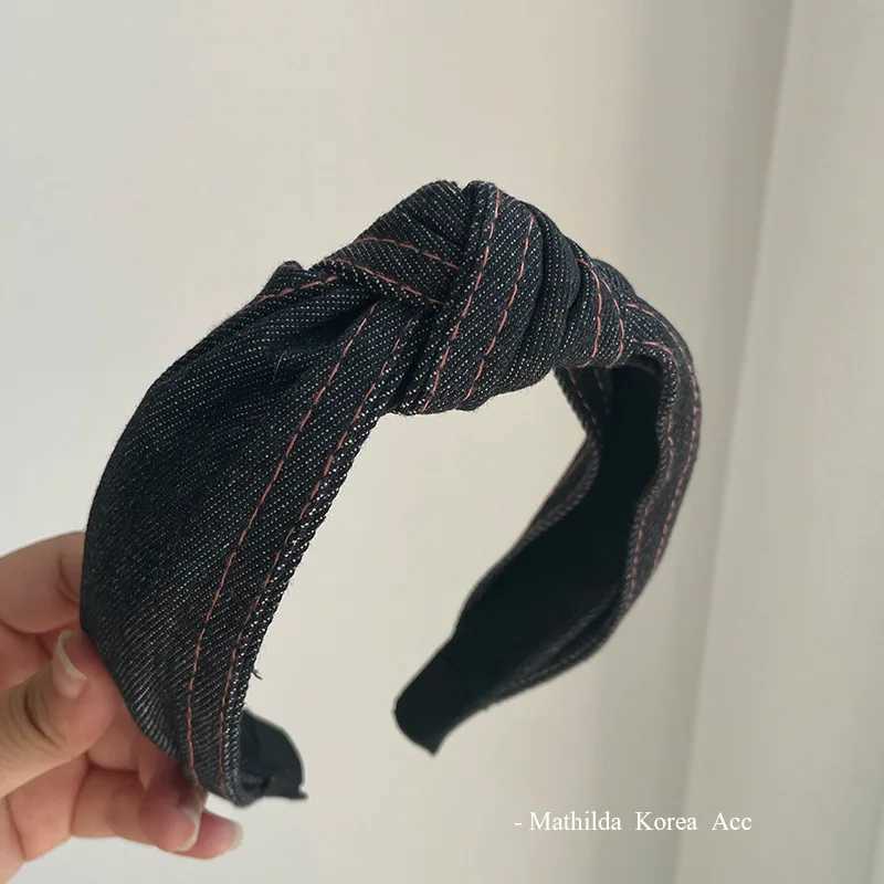 Cowboy Korean style Headband hair woman fabric twisted headbands hair accessories simple hair bands girls hoop cute hair clips D260326