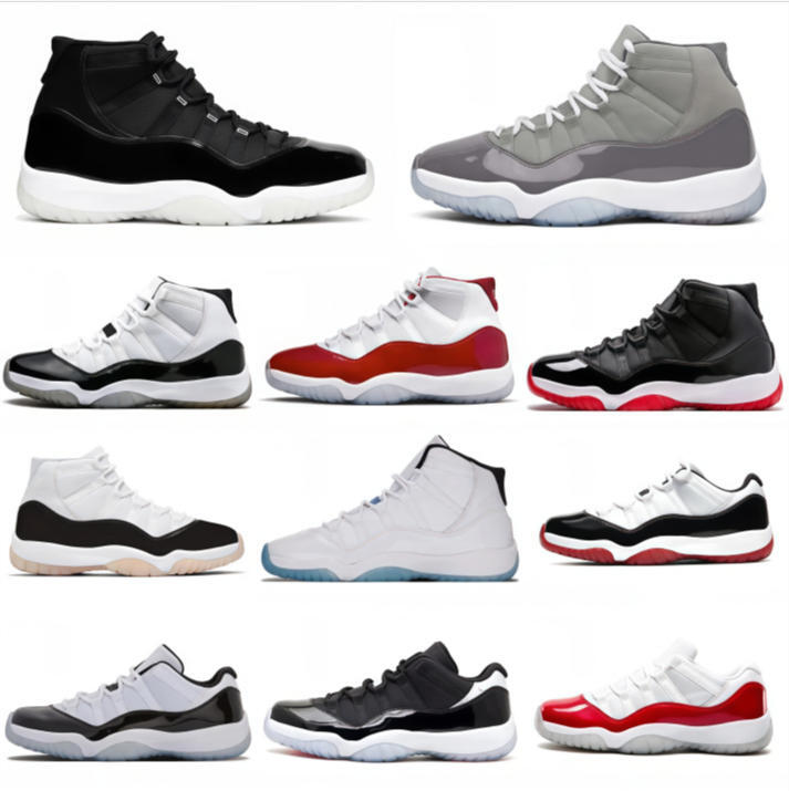 J11 11 Basketball Sports Shoes Trainers Retroes 11s Bred Velvet Gold Sail Cherry COOL GREY Space Jam Cool Cement Grey Unc Gamma Blue Olive Men Women Outdoor Sneakers K8