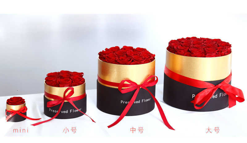 Romantic level Eternal rose box gift wifes real rose preserved flower gift set home decoration Valentines Day wedding durable X241225