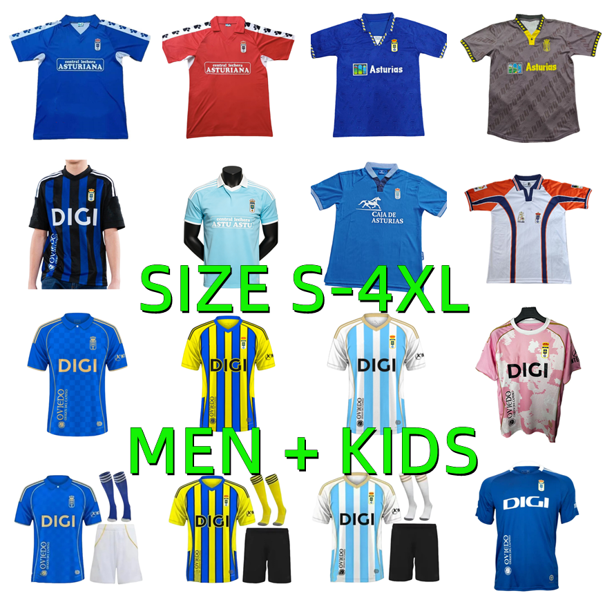 XXXL 4XL 25 26 Real Oviedo Soccer Jerseys 2025 2026 1990 1991 1995 1996 Retro CAZORLA maillots de foot HUGO ALEMAO SEOANE MOYANO DUBOVSKY Football Shirts Men kids kits