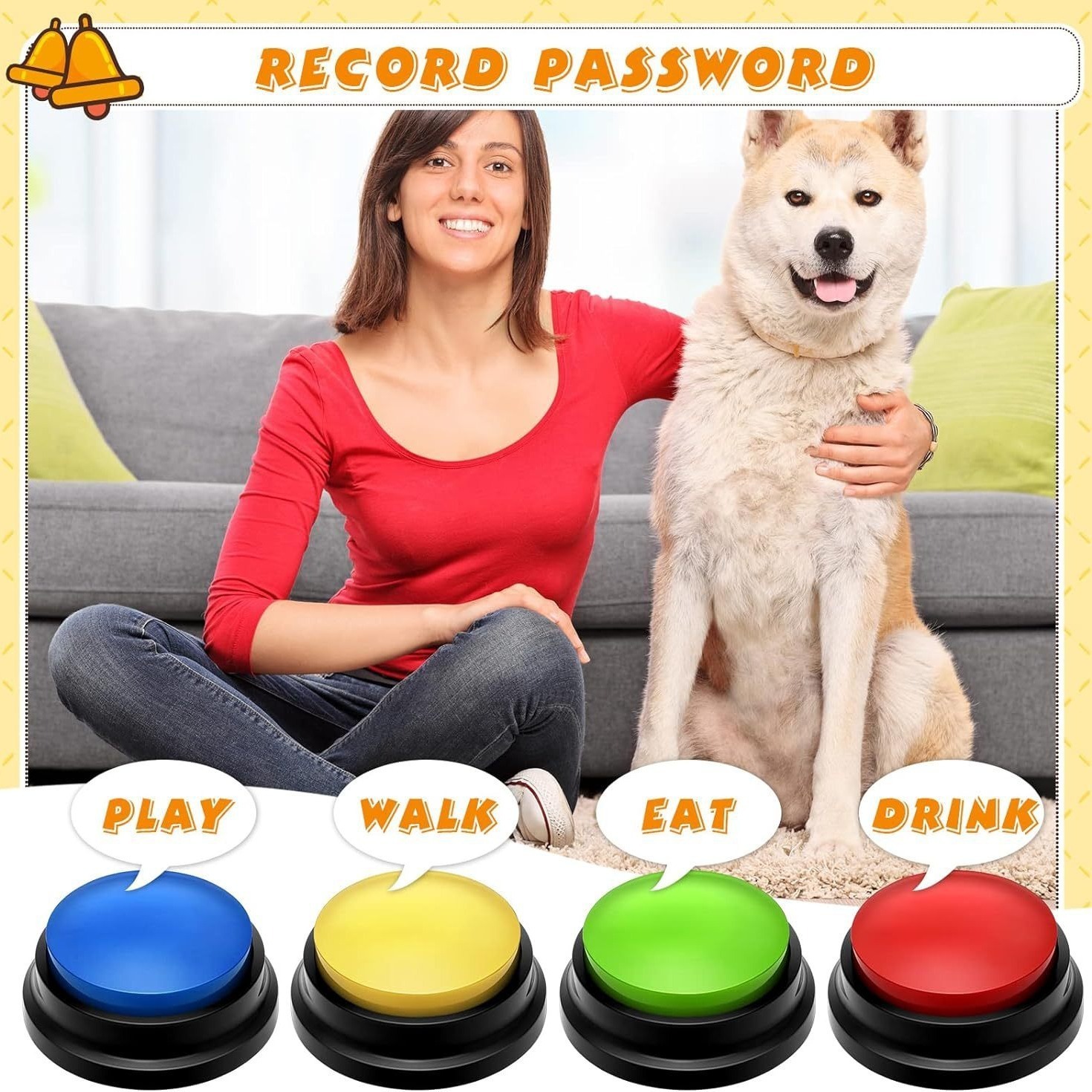 Dog Training Obedience Voice Recording Button Pet Toys Dog Buttons for Communication Pet Training Buzzer Recordable Talking Button Intelligence Toy 23
