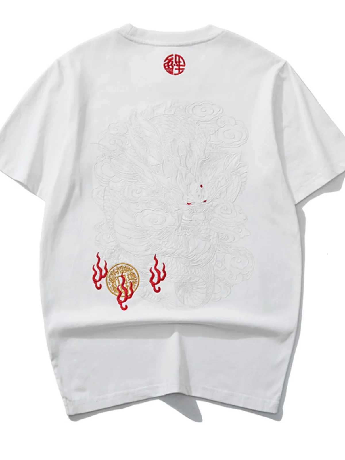 Hip Hop Embroidery T Shirt Men Dragon Vintage T Shirt Men Streetwear Cool Tees Shirt Cotton Short Sleeve Fashion Chinese Male C260326