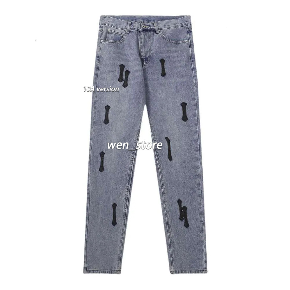 Quality crome Tshirt Designer Cross Printed Pattern Tight Jeans Brand chromed Hoodie Leggings Women Fashion Hiphop Casual High Street Pants pure cotton 44d