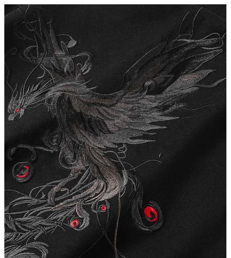 Vintage Embroidery T Shirt Men Phoenix Japanese T Shirt Men Cotton Short Sleeve Casual Summer Tops Youth Streetwear Big Size C260326