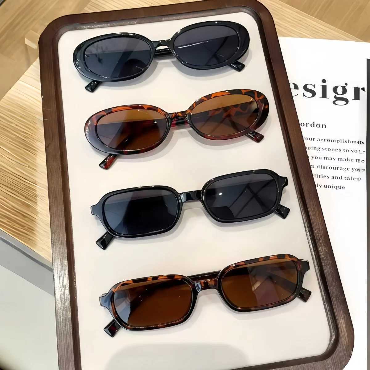 4pcs European and American retro fashion unisex small oval frame sunglasses trendy and versatile summer sun shading sun protect D260326