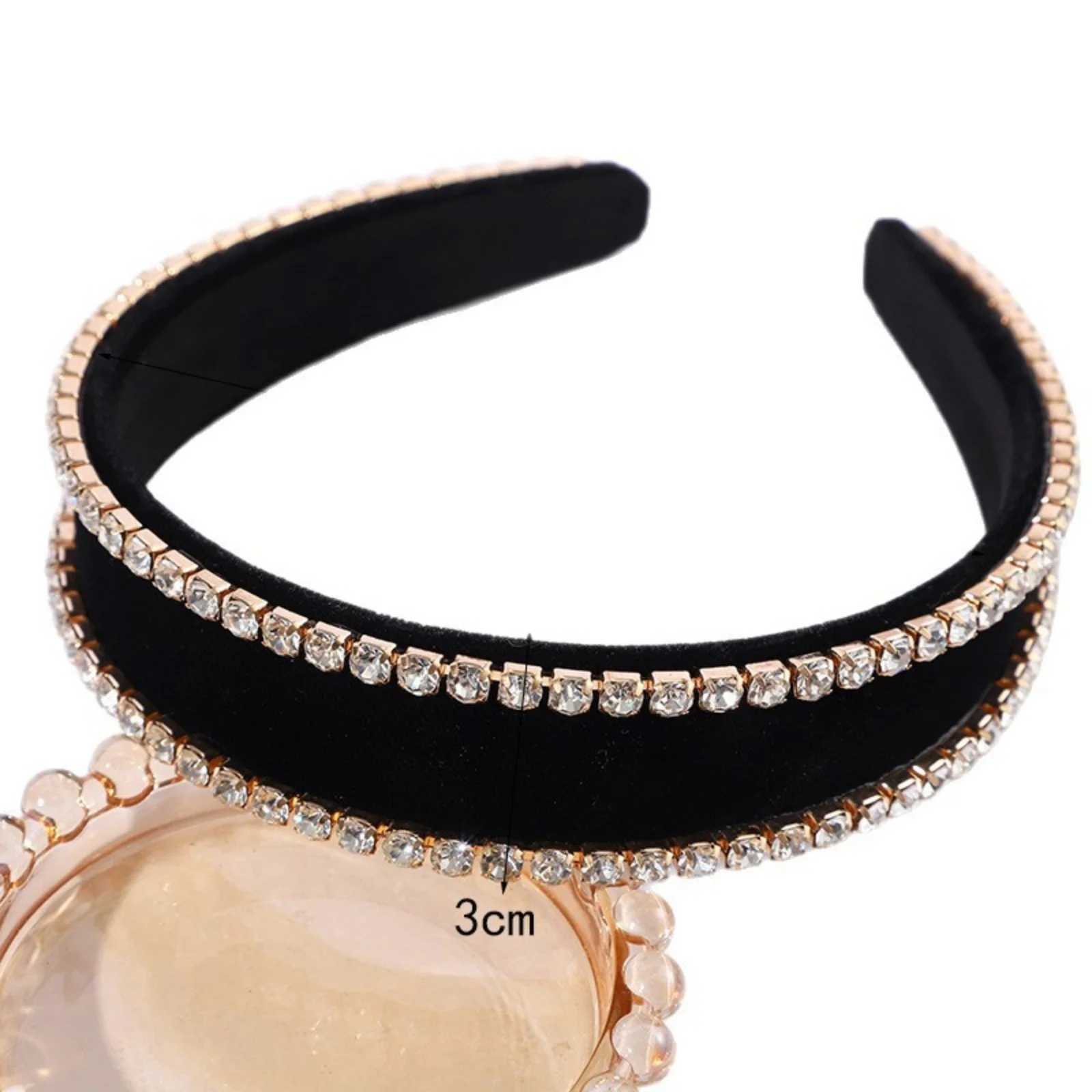 1 PC Exquisite Rhinestone Velvet Wide-brimmed Headband Luxury Elegant High-end Hair Accessory for Women Volumizing Hair Hoop D260326
