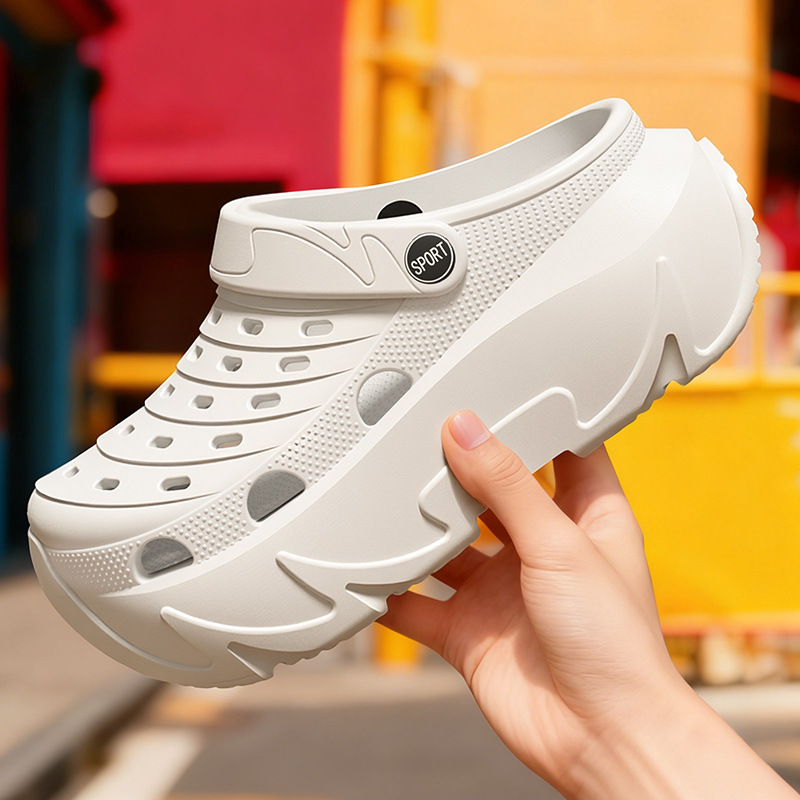 Fashion European Style Women's 9cm Platform Clogs Non-slip Thick Sole Closed Toe Sandals Summer Outdoor Slippers