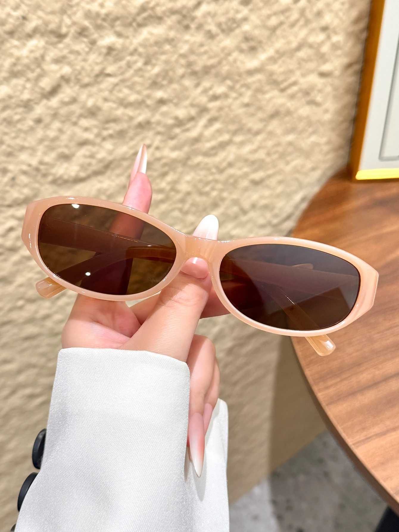 1Pc Retro Fashion Cat-Eye Narrow Frame Sunglasses Classic Versatile Basic Item Sunglasses for Daily Outings Vacation Outfits Dri D260326