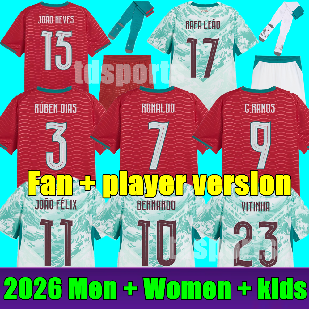 2026 Portuguesa Soccer Jerseys RoNalDo JOAO FELIX BERNARDO B.FERNANDES VITINHA ANDRE SILVA 26 27 Portugal Football Shirt Team Men women kids kit Fans player version