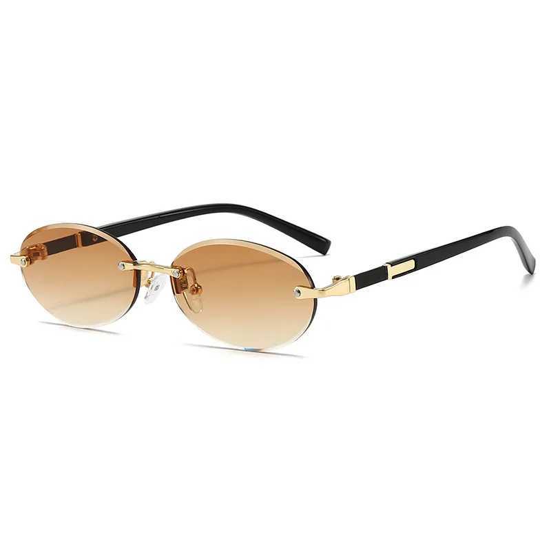 Fashion Rimless Oval Sunglasses For Women Classic Populor Simple Small Frame Sun Glasses Outdoor Photography Accessory Eyewear D260326