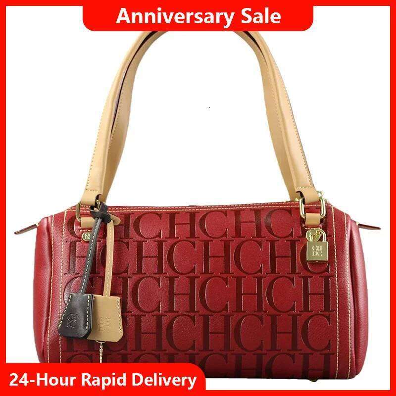2025Vintage Style CH Brand Fashion Embossed Letter Cylindrical Handbag Large Capacity Commuter Shoulder Bag