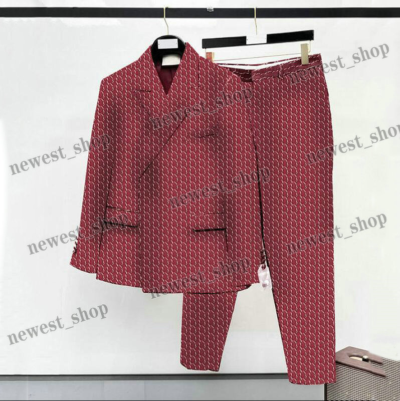 Designer Brand Mens Suits Blazers Pants Sets Western Clothing Breasted red jacquard pattern Blazer Classic geometry Letter Autumn Luxury Slim Fit Letter Suit 4XL