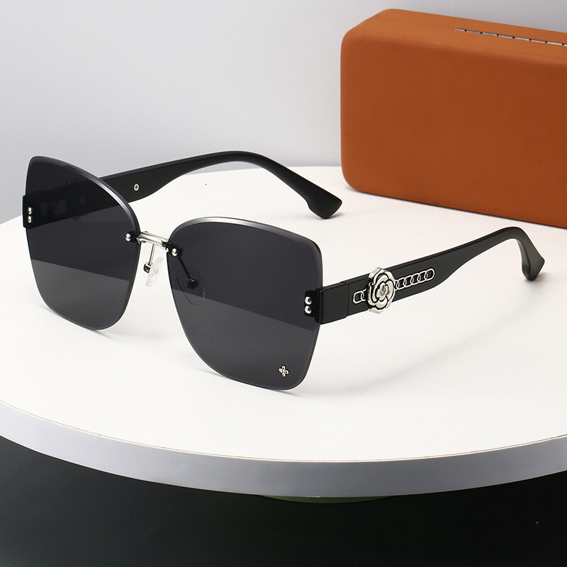 Luxury Brand Designer Sunglasses Sunglasses For Women 2025 New Summer Frameless Tea Color High-End Bare Face Glasses Artifact Large Face Slimming Sung