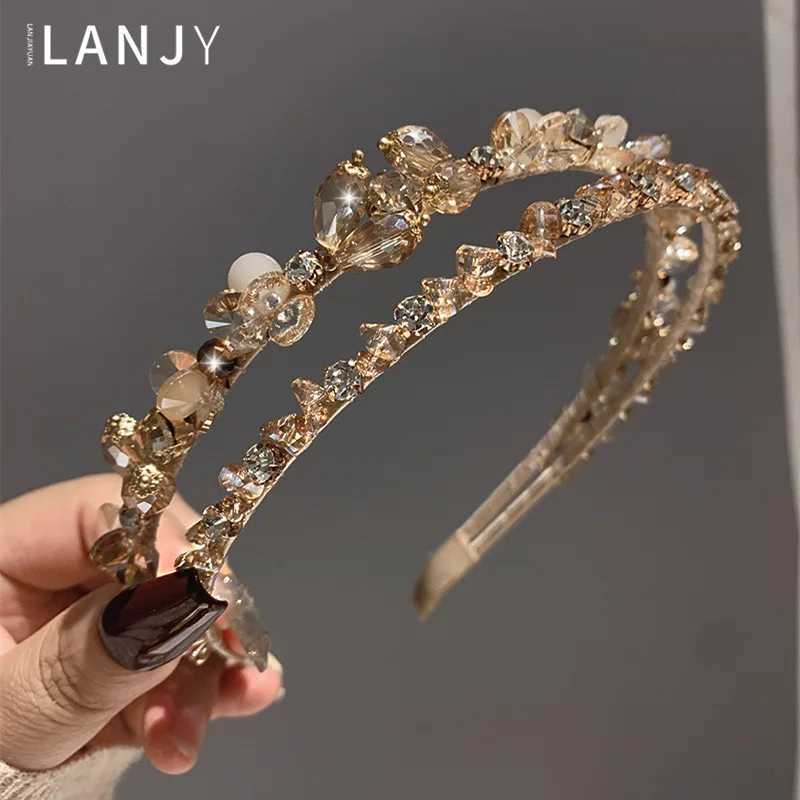New Fairy style Double layered Crystal hair accessories headband womens Hands Pressed Hair Hoop Versatile Hair Clips for women D260326