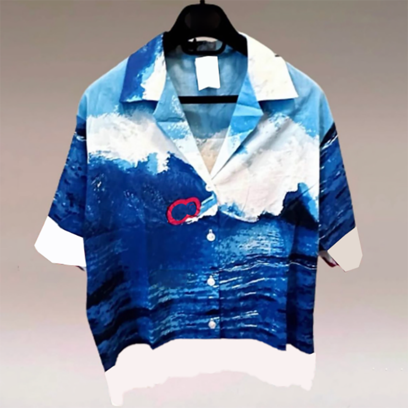 Luxury Button T Shirts Stylish Breathable Shirts Sea Pattern Spaghetti Strap Dress Women Summer Island Cropped Vest