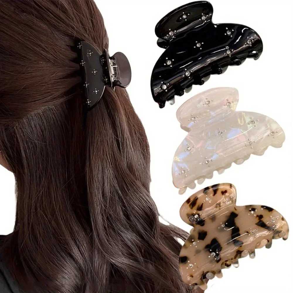 New 2025 Shinning Crystal Stars Acetate Hair Claw Clips for Women Girls Luxury Medium Size Catch Grip Styling Hair Accessories H260326