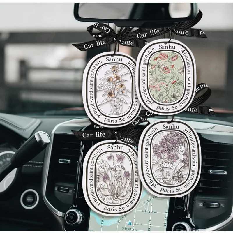 2pcs Car Aromatherapy Sheet Woody Fragrance Tablets Fresh Upgrade Gardenia New Pattern Pendant Lasting Rose Interior freshener H260326