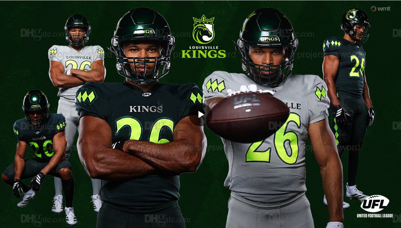 Louisville Kings UFL Jersey Jonathan Adams Jaylon Allen Lynn Bowden Josiah Bronson Steele Chambers Mekhi Garner Eric Garror LaRon Stokes