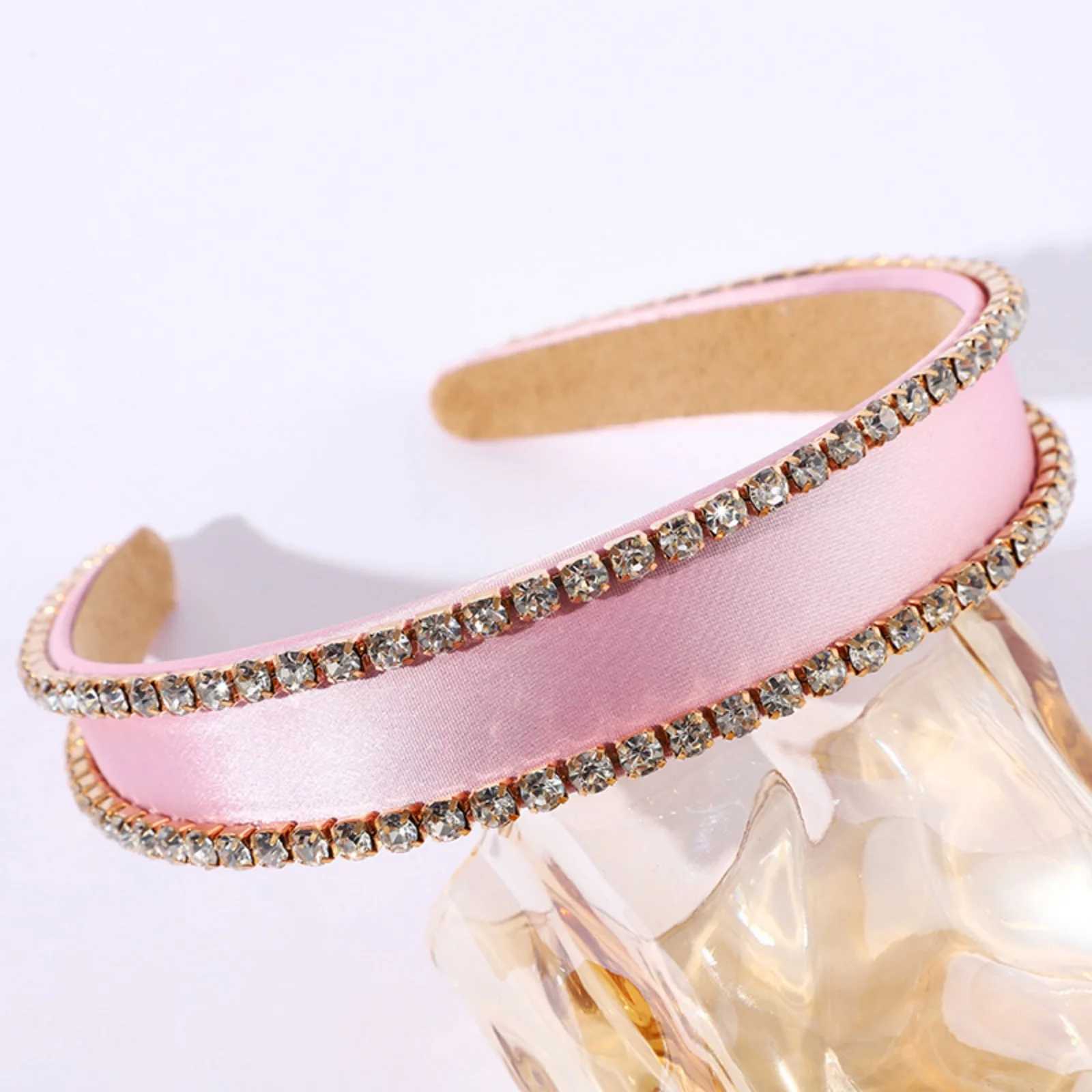 1 PC Exquisite Rhinestone Velvet Wide-brimmed Headband Luxury Elegant High-end Hair Accessory for Women Volumizing Hair Hoop D260326