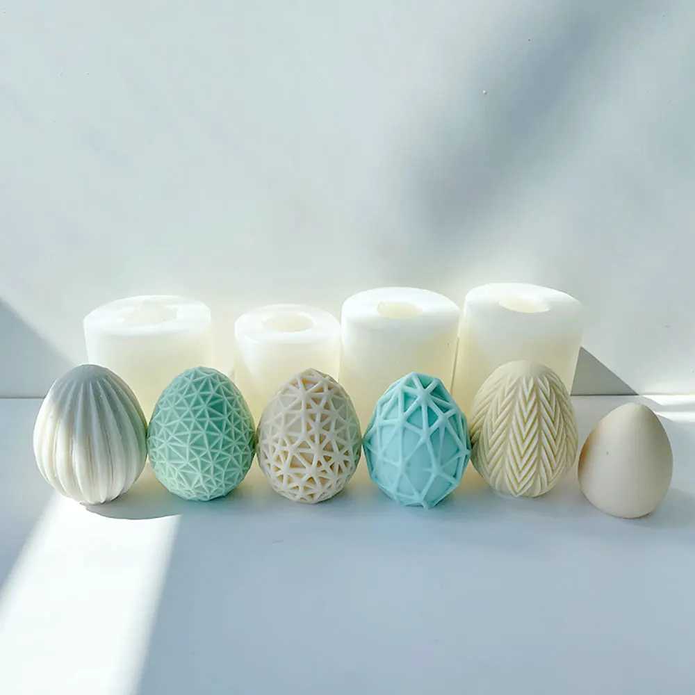 For fun DIY Easter Geometric Eggs Silicone Candle Mold DIY Christmas Aromatherapy Candle Mould Chocolate Gypsum Epoxy Resin Mold H260326