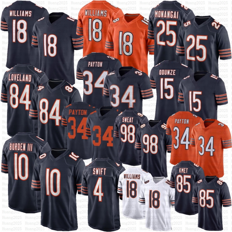 Caleb Williams Rome Odunze Kyle Monangai Football Jersey Colston Loveland Luther Burden III Cole Kmet Dandre Swift Walter Brian Urlacher Sweat