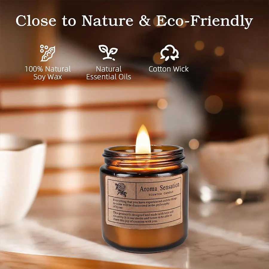 1pcs Brown Glass Cup Aromatherapy Candle Smokeless scented candle Suitable for Home Decoration Birthday Valentines Day Gift H260326