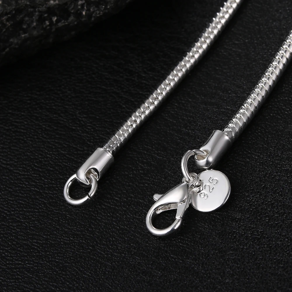 4075cm 925 Sterling Silver 1MM2MMM solid Snake Chain Necklace For Men Women Fashion Jewelry for pendant 260325