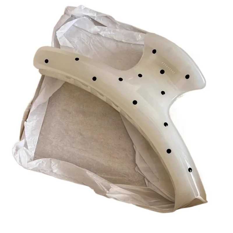 Korean French Style Hair Claw - Large Acrylic Dragon Bone Design Clip Polka Point Arc for Back of Head Elegant Hair Clamp H260326