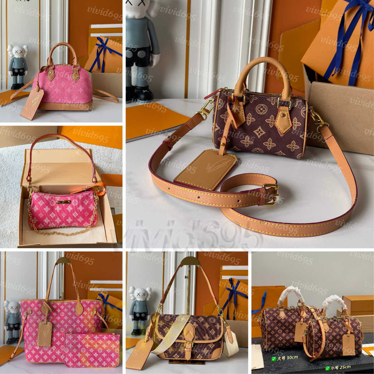 2026 New nano speeds Designer Monogram Shoulder bag almas bb Luxury Canvas Pillow tote Purse 130th Anniversary Edition Cross body bag Colorful Fashion Shell bag