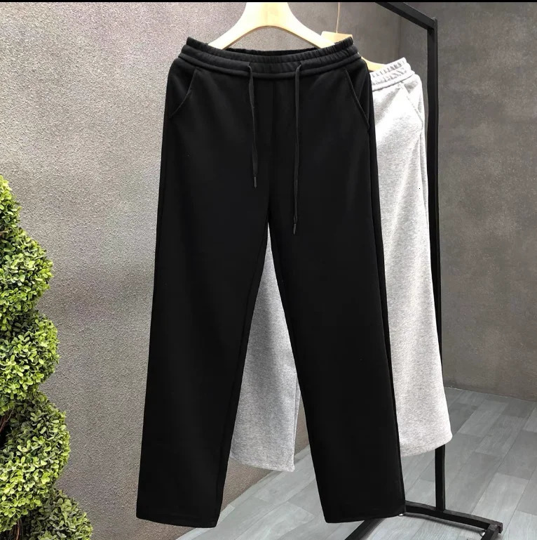 Cotton Gray Straight Leg Sweatpants Mens Womens Trendy Thick Sports and Leisure Pants Spring and Autumn Versatile Pants 260325