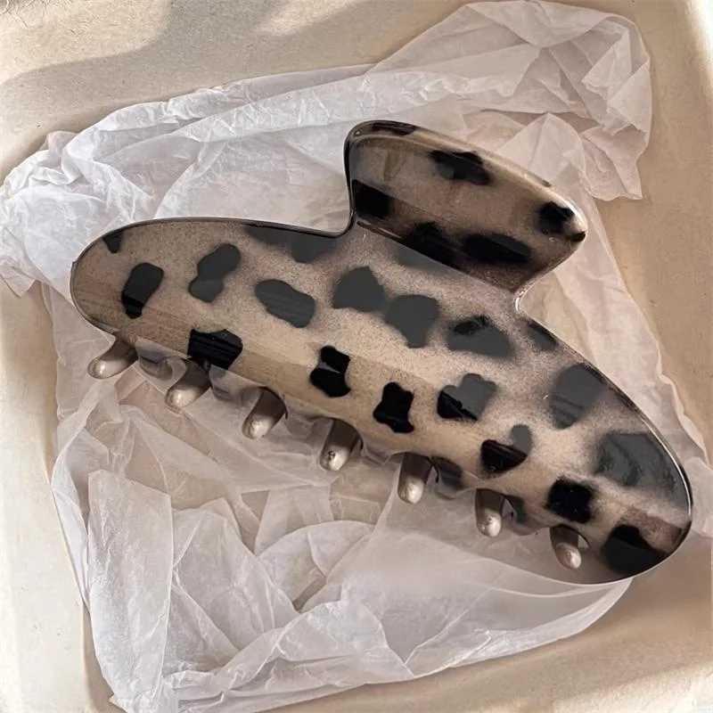 2Pcs Vintage Large Leopard Print Polka Point Arc Hair Claw Clip Elegant Ponytail Clip Hairpin Hairgirp Autumn Winter headwear H260326