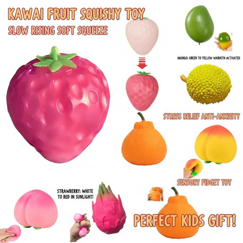 Kawaii Fruit Squishy Toy Slow Rising Soft Squeeze Stress Relief Anti-Anxiety Sensory Fidget Toy for Kids Gift H260326